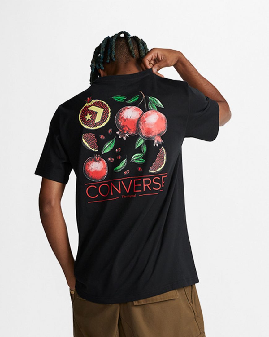 T-Shirts Barbati Converse Pomegranate Grafice Negrii | RO DSJWK087